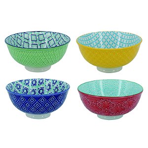 CJ DE BOWLS DE PORCELANA COLORIDO DECORATIVO  4 PCS 12CM X 1