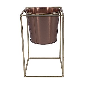 CACHEPOT EM METAL COBRE E DOURADO