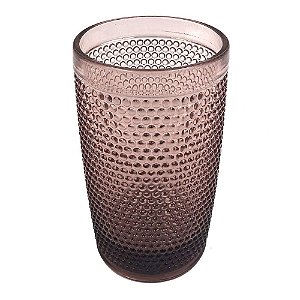 JOGO DE 6 COPOS VIDRO SODIO CALCICO FUME COM RELEVOS 8X8X12