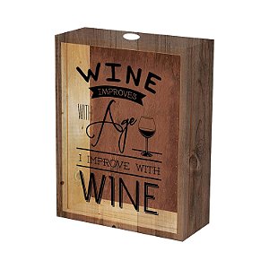 QUADRO DE MADEIRA E VIDRO PARA ROLHAS  WINE 20CM X 26CM X 5,