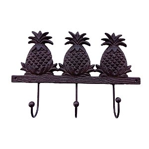 CABIDEIRO EM METAL COM 3 GANCHOS ABACAXI 32,3CM X 5,5CM X 22
