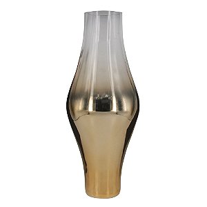 VASO EM VIDRO DOURADO E TRANSPARENTE 6CM X 12,2CM X 30CM