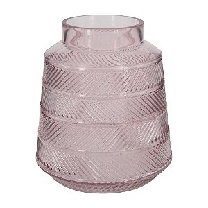 VASO DE VIDRO TRANSPARENTE ROSA 16,5CM X 16,5CM X 18,5CM