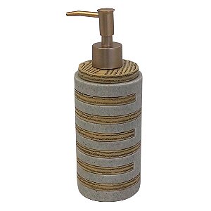 PORTA SABONETE LIQUIDO DE RESINA MARROM E DOURADO