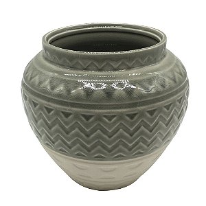 VASO EM CERAMICA VERDE E AREIA 15CM X 15CM X 13,7CM