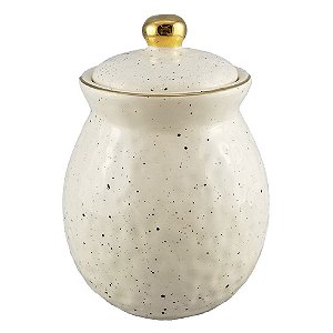POTE DE CERAMICA COM TEXTURA BRANCO COM DETALHES DOURADO 13C