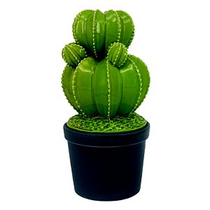 POTE DE CERAMICA COM TAMPA - CACTOS - VERDE E CINZA ESCURO