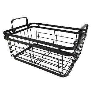 CESTA DE METAL PRETO 30CM X 20,5CM X 12,5CM