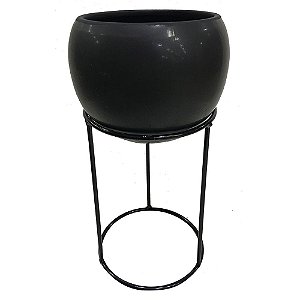 CACHEPOT DE CERAMICA COM SUPORTE DE METAL 16CM X 12,5CM