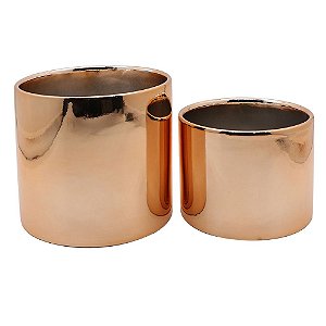 CONJ. DE CACHEPOTS DE CERAMICA ROSE  2 PCS G  15CM X 15CM X