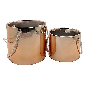 CONJ. DE CACHEPOTS DE CERAMICA ROSE