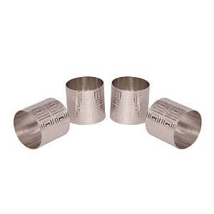 CJ. DE PORTA GUARDANAPO - 4 PCS EM METAL PRATEADO 4,5CM