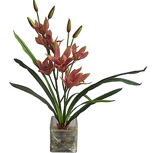 PLANTA ARTIFICIAL COM VASO DE VIDRO - 38 CM