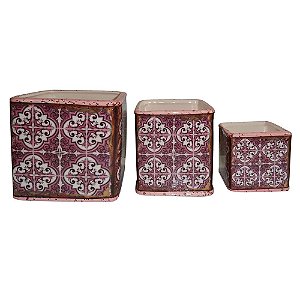CJ. DE CACHEPOTS DE CERAMICA ROSA - 3 PCS