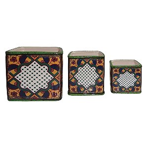 CJ. DE CACHEPOTS DE CERAMICA VERDE - 3 PCS