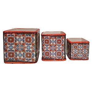 CJ. DE CACHEPOTS DE CERAMICA VERMELHO - 3 PCS