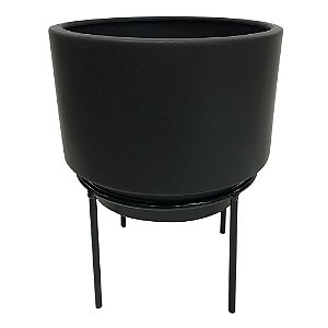 CACHEPOT DE CERAMICA COM SUPORTE DE METAL 19CM X 16CM