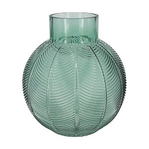 VASO DE VIDRO TRANSPARENTE VERDE 19CM X 19CM X 22CM