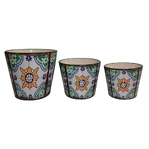 CJ. DE CACHEPOTS DE CERAMICA VERDE - 3 PCS