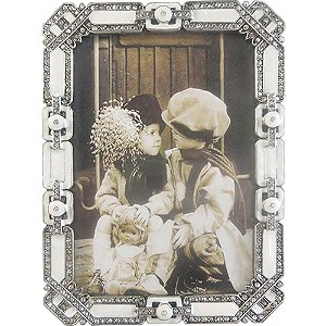 PORTA RETRATO PRATA COM CRISTAL - 10X15 CM