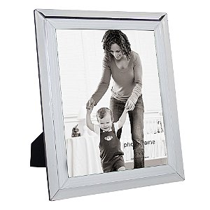 PORTA RETRATO EM VIDRO E METAL PRATEADO 21CM X 1CM X 26CM