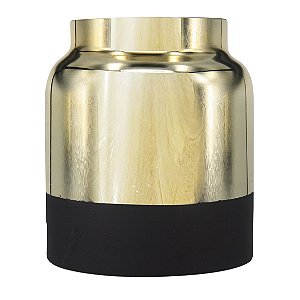 VASO DE VIDRO METALIZADO DOURADO E PRETO 15CM X 15CM X 17CM