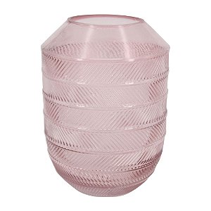 VASO DE VIDRO TRANSPARENTE ROSA 16CM X 16CM X 22CM
