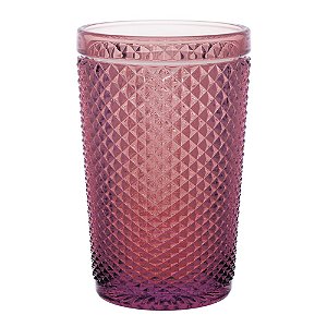 CJ DE COPOS BICO DE JACA DE VIDRO ROSA - 355ML - 6 PCS 8CMX1