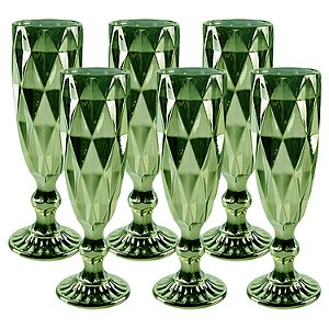 CJ DE 6 TACAS PARA CHAMPANHE - VERDE - 20 CM