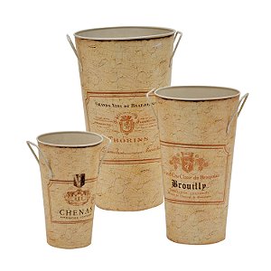 CJ CACHEPOTS DE FERRO COM ALCA 3PCS