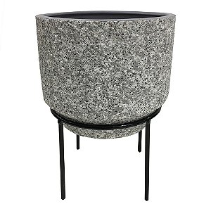 CACHEPOT DE CERAMICA COM SUPORTE DE METAL 19CM X 16CM