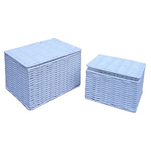 CJ DE CESTOS COM TAMPA DE FIBRA SINTETICA  2PCS G20CM X 16CM