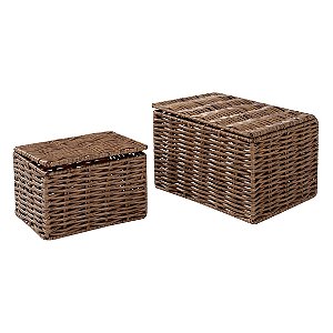 CJ DE CESTOS COM TAMPA DE FIBRA SINTETICA  2PCS G20CM X 16CM