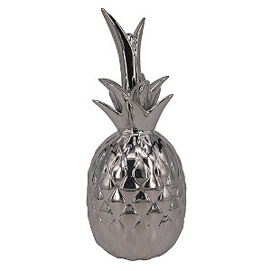 ABACAXI DECORATIVO DE CERAMICA PRATEADO