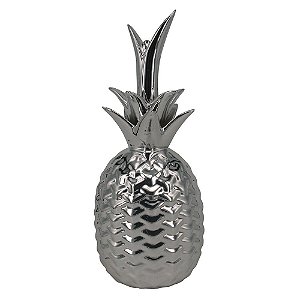 ABACAXI DECORATIVO DE CERAMICA PRATEADO