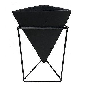 CACHEPOT DE CERAMICA COM SUPORTE DE METAL 19CM X 24CM