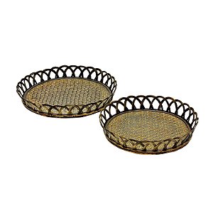 CJ DE BANDEJAS DE BAMBU 2 PCS- REDONDA