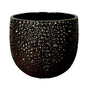 VASO DECORATIVO DE CERAMICA DOURADO17,5CM X 17,5CM X 15CM