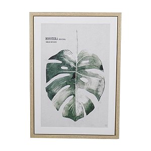 QUADRO EM MADEIRA  FOLHA COSTELA DE ADAO 50CM X 70CM X 3CM