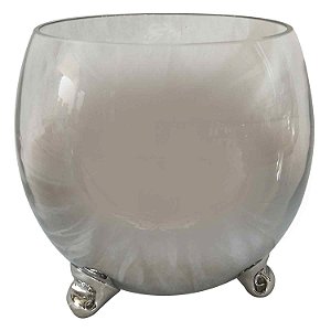 VASO DE VIDRO DEGRADE TRANSPARENTE E PRATA