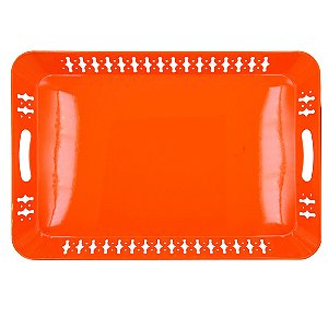 BANDEJA DE METAL LARANJA 51CM  X 34CM X 4CM