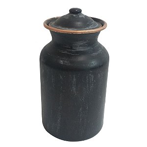 POTE DE METAL COM DETALHES NA COR ROSE 12CM X 12CM X 22CM
