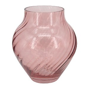 VASO DE VIDRO TRANSPARENTE ROSA 18CM X 18CM X 20CM