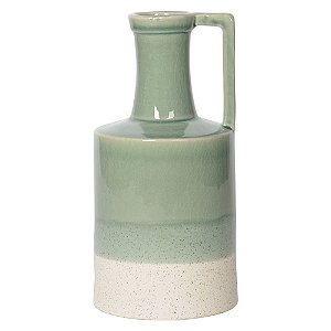 JARRA EM CERAMICA VERDE E BEGE D12CM X 24CM