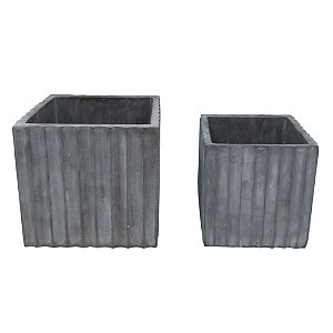 CONJ. DE CACHEPOTS EM CIMENTO CINZA  2 PCS G  18CM X 18CM X