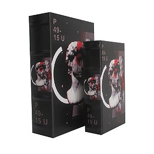 CONJ. DE CAIXAS LIVRO EM MADEIRA