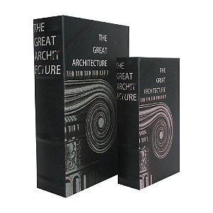 CONJ. DE CAIXAS LIVRO EM MADEIRA THE GREAT ARCHITECTURE PRET
