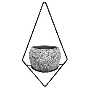CACHEPOT DE CERAMICA COM SUPORTE DE METAL 16CM X 13CM