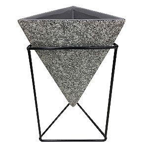 CACHEPOT DE CERAMICA COM SUPORTE DE METAL 19CM X 24CM