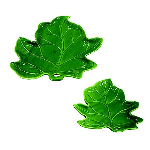 CJ, DE PRATOS DE CERAMICA  FOLHAS  2 PCS G 29CM X 24,1CM X 3